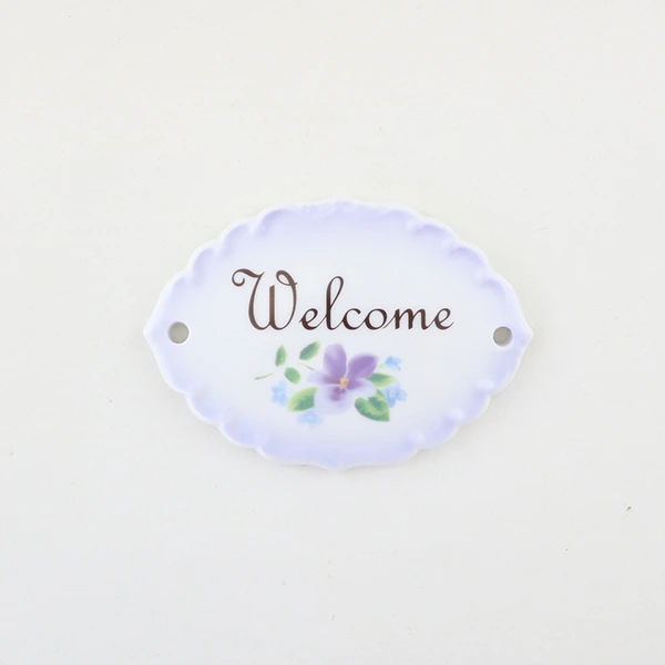陶器ドアプレート　ウェルカム（ヴィオレ）
