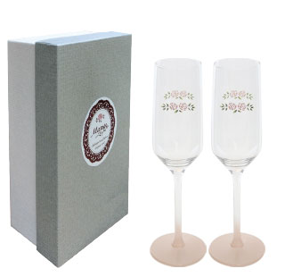 ギフトＢＯＸ・シャンパンペア（ステンシルローズ）