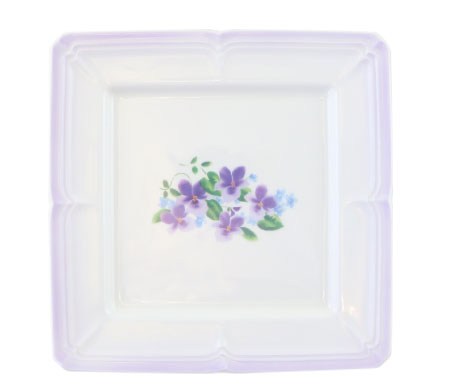 マリアンヌスクエアプレートS　ブーケ・ドゥ・ヴィオレット