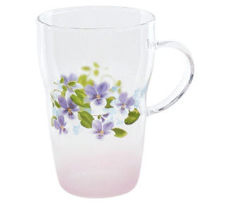 耐熱ガラスマグ・コロネブーケ・ドゥ・ヴィオレットL
