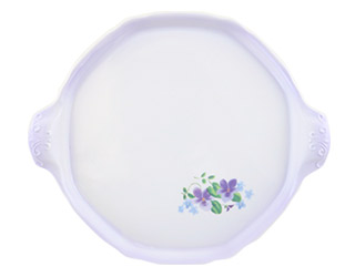 バロックアナイス陶器手つきトレーラウンド(ブーケ・ドゥ・ヴィオレット）