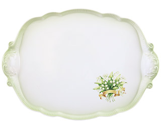 バロックアナイス陶器手つきトレーラウンド(エルブオレンジリボン）