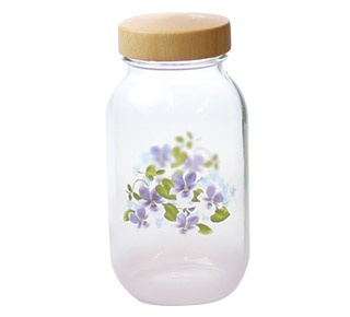 木ふたガラスボトルL(ブーケ・ドゥ・ヴィオレット）