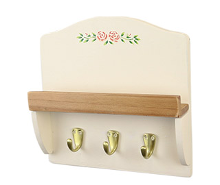 マニーオリジナルファニチャー　キーフック3連（ステンシルローズ）