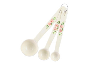 ホーロー計量スプーン　ステンシルローズ